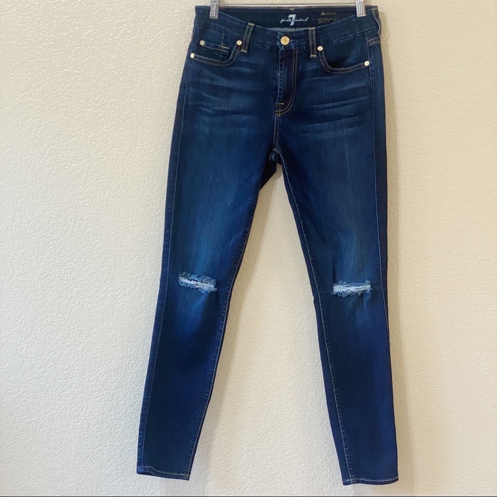 7 For All Mankind The Ankle Skinny Dark Wash‎ Jeans
